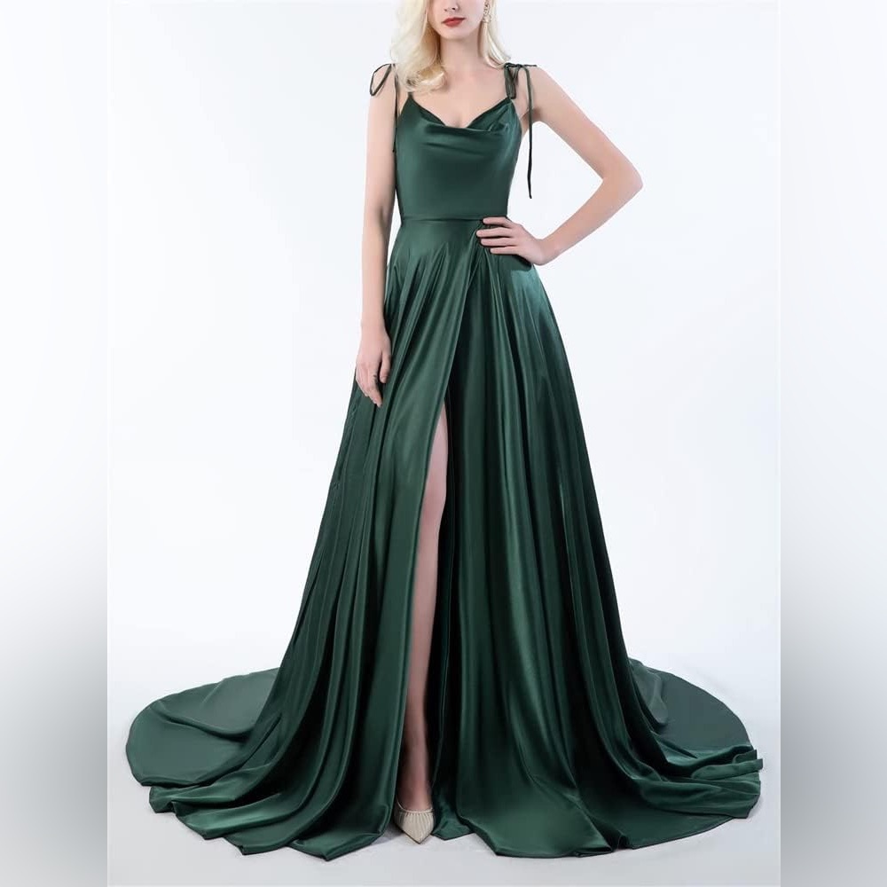 ✨NWOT ✨Satin High Slit A-Line Maxi Dresses for Women - Picture 3 of 4